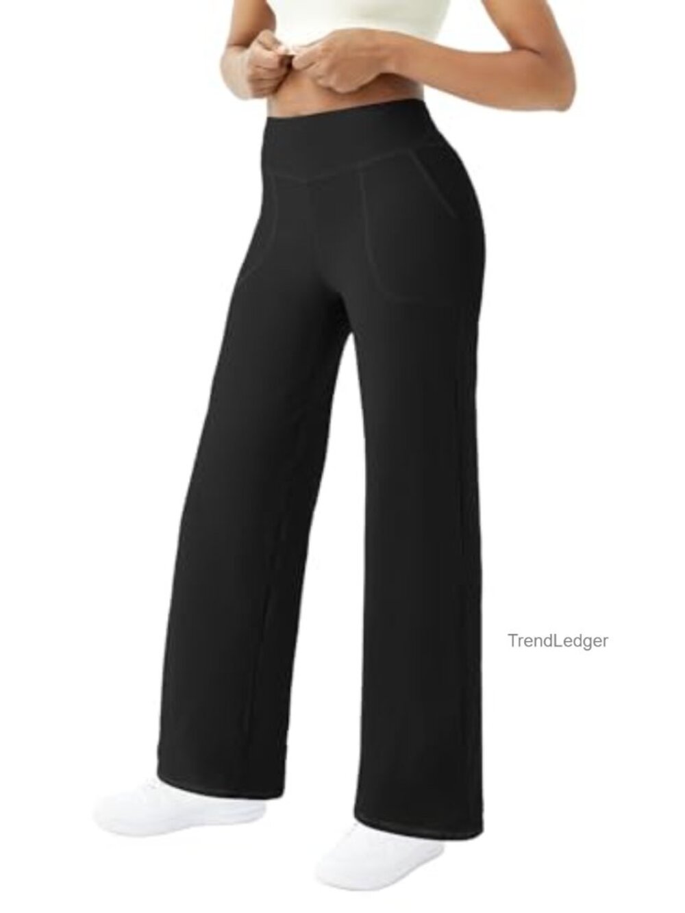 Wide Leg Yoga Pants Soft Stretchy High Waist Trousers with Pockets